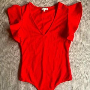 Red puff sleeve bodysuit